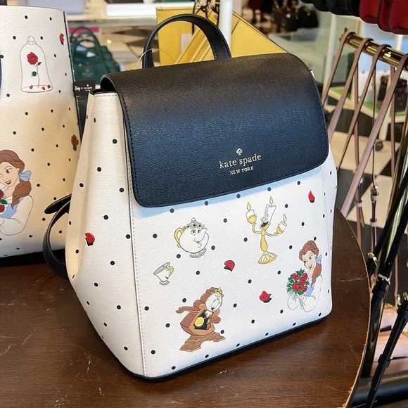 Disney X Kate Spade The Beauty Medium Flap Backpack 
Cream Multi 
NWT - Picture 2 of 16